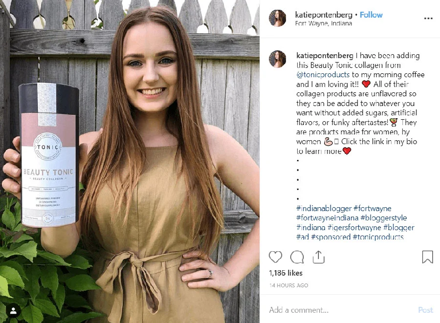 Instagram marketing influencer promoting products